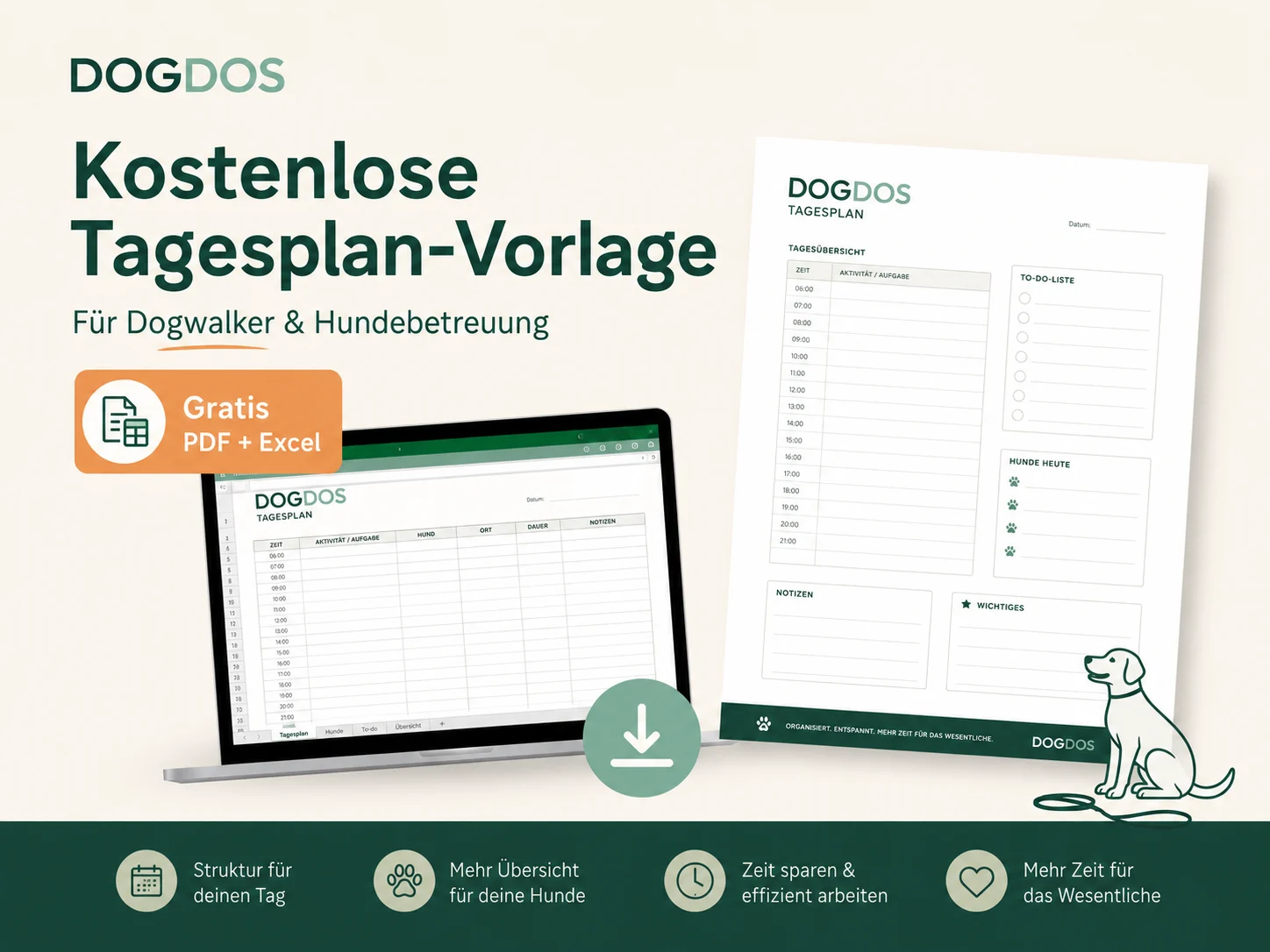 Kostenlose Tagesplan-Vorlage für Dogwalker
